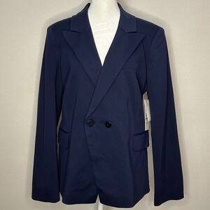 DKNY Jeans Navy Blazer Double Breasted Business Career Jacket‎ Women Size 12 NEW